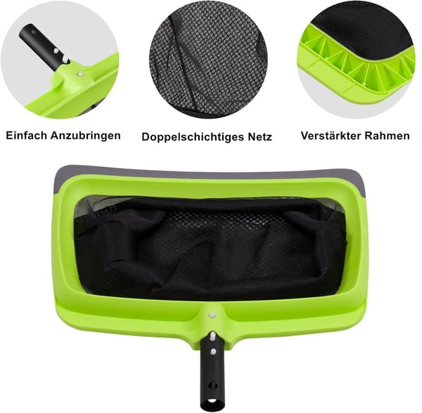 Poolbottenhåv – Gummiläpp och förstärkt ram – Dubbel tjocklek