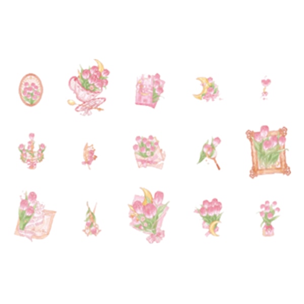 40PCS Handbook Decoration Theme Stickers Fashionable Stickers Romantic Flower Stickers Pink Bouquet