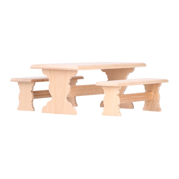 1:12 Puinen Nukkekodin Ruokapöytä Tuoli Simuloitu DIY Miniatyyrihuonekalumalli Leikki Burlywood