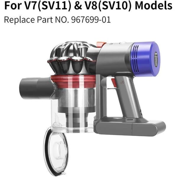 Erstatningsstøvbeholder/bøtte kompatibel med Dyson V7 / V8 (967699-01)