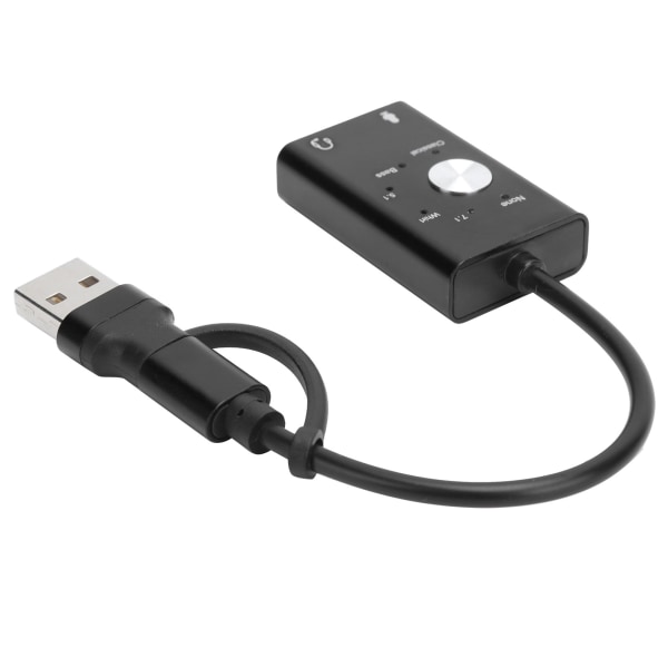 TypeC til lydlydkort 7.1-kanals bærbar ekstern 2-i-1 lydkort USB-lydadapter