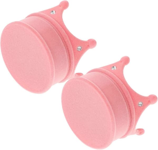 2 stk Plys Ring Display Etui Krone Design Ringboks Smykkeskrin Halskæde Ørering Ringholder, Rosa