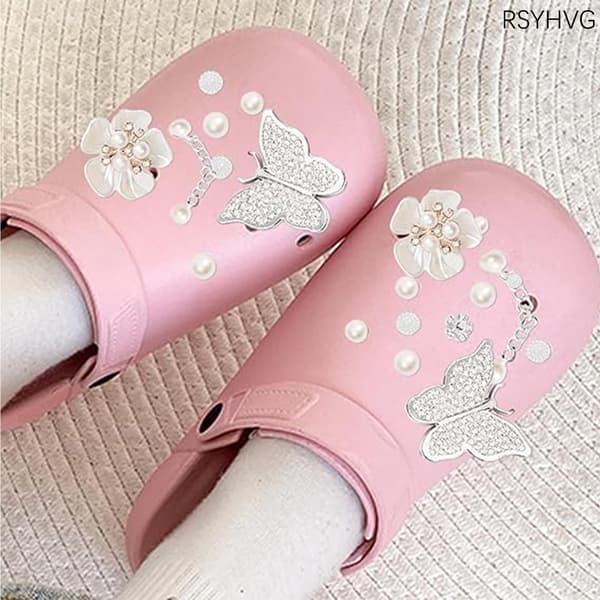 Sko tilbehør, glitterkæde tilbehør, DIY sandal tilbehør, kæde sko tilbehør, DIY kreative tilbehør, voksne hjemmesko