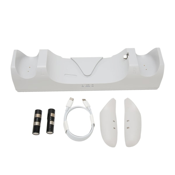 VR Laddstation för Oculus Quest 2 Laddningsdocka för Meta Quest 2 med 2 Uppladdningsbara Batterier och USB C-kabel