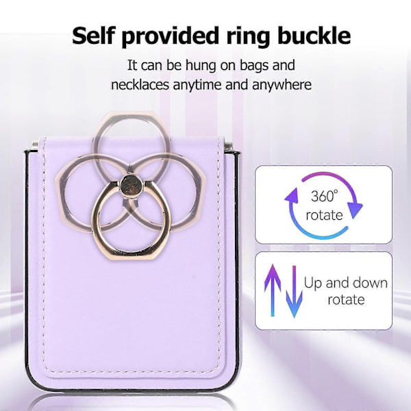 Case Compatible With Galaxy Z Flip 4, Shockproof PU Leather Cover With Ring Holder & Hinge Protection