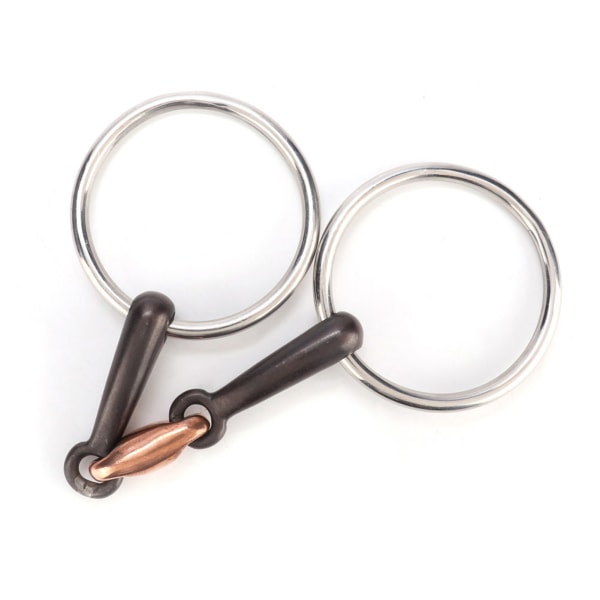 Holdbar rustfrit stål ring med snaffelmund hestebid med elliptisk kobberled (115 mm)