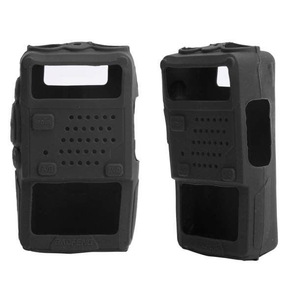 2ST Mini Walky Talky silikonskyddande mjukt cover Tvåvägs radioskydd för Baofeng UV5R (svart)