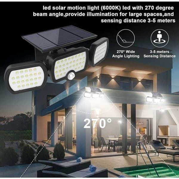 Udendørs solcellelamper, (pakke med 2) 74 LED'er, IP65 vandtæt, 360° vidvinkelbelysning