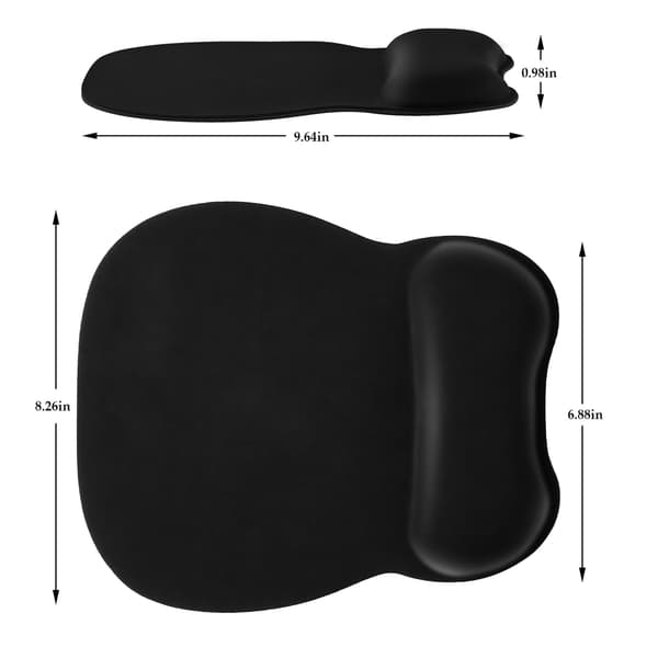 Musemåtte med memory foam-hvile, 4 mm ergonomisk musemåtte, musemåtte med håndledsstøtte og skridsikker gummibase, ultratynd slidstærk, sort