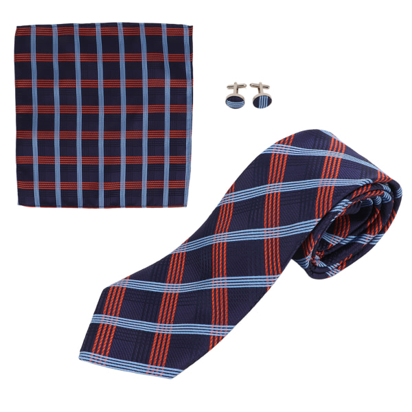 Miesten set klassinen hila hienorakenteinen kulutusta kestävä miesten solmio nenäliinakalvosinnapeilla yrityksille lahjaksi