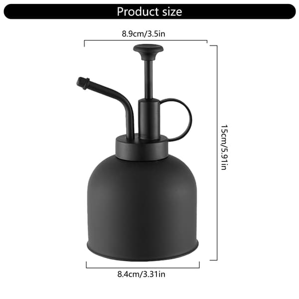 Ergonomisk vandkande i rustfrit stål, ideel til nem vanding af små områder / Sort black