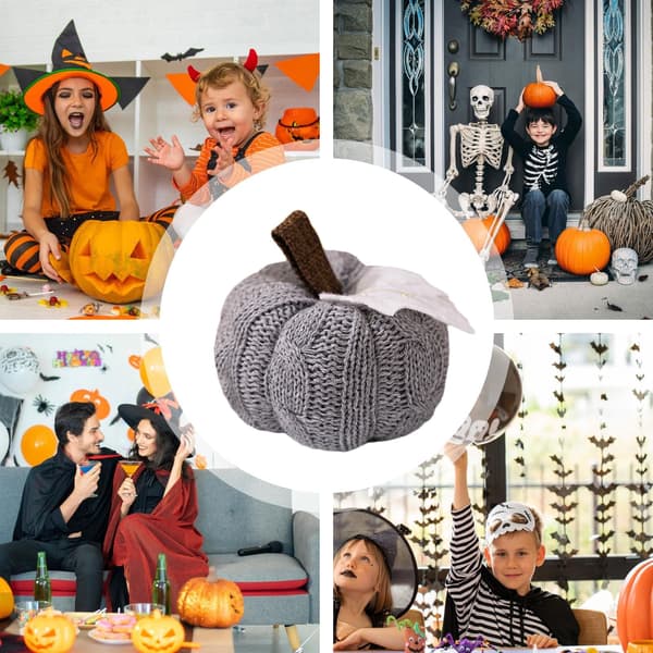 Gresskarborddekorasjon til Halloween – Gjenbrukbart strikket gresskar – Søt heklet Halloween-dekorasjon