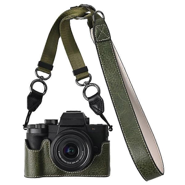 For Panasonic Lumix G100K Camera Bag with Shoulder Strap Large Cutout Litchi Texture PU Protective