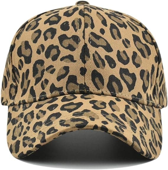 Leopardmønstret caps, bomullsvisir, kaffe