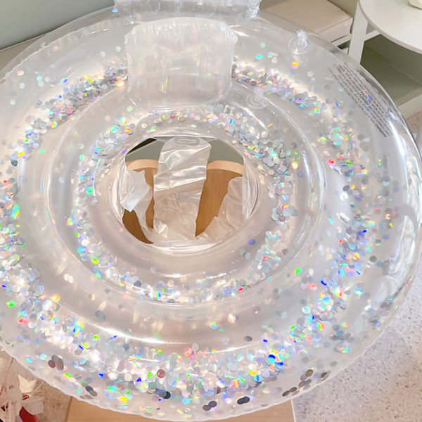 Svømme Ring Børn Pool Flydende Oppustelig Svømme Cirkel Transparent Sequin Skal Fortykket Pool Floaties Underarm 20‑35kg/44.1‑77.2lb