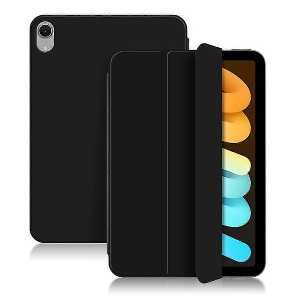 Case for iPad mini (2024) Magnetic Attachment PU Leather Tri-fold Stand Shockproof Cover - Black