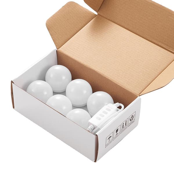 3 farvelys og 6 dæmpbare LED-lys, USB-opladningsport til 70 x 55 cm Hollywood makeup-spejl 6-pack
