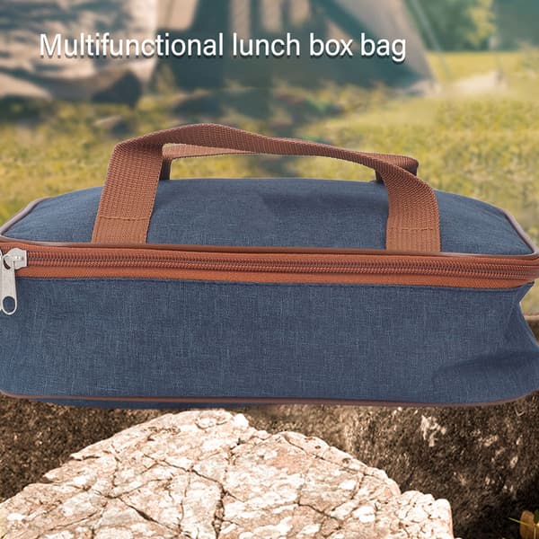 Lunchlådeväska Tecknad Stor Kapacitet Härlig Förvaring Multifunktionell Isolerad Lunchlåda Medium Marinblå