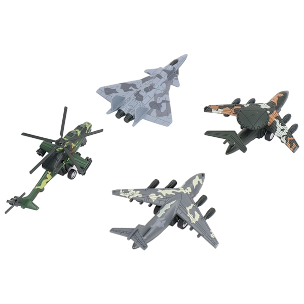 4 st Drag Back Flygplan Leksak Barn Pojkar Legering Simulerad Flygplan Modell Födelsedagspresent Dekoration Kamouflage