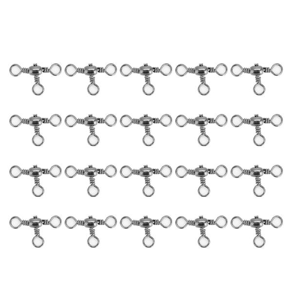20 stk. Holdbare Fleksible Trevejs Rullesvirvler Triple Swivel Fiskekonnektorer (3#)