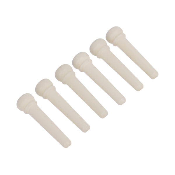 6 stk Gitarpinner Enkel utskifting Utmerket utførelse Naturlige farger Gitar Bridge Pins for Folk Gitar Ukulele(BFLG White 05)