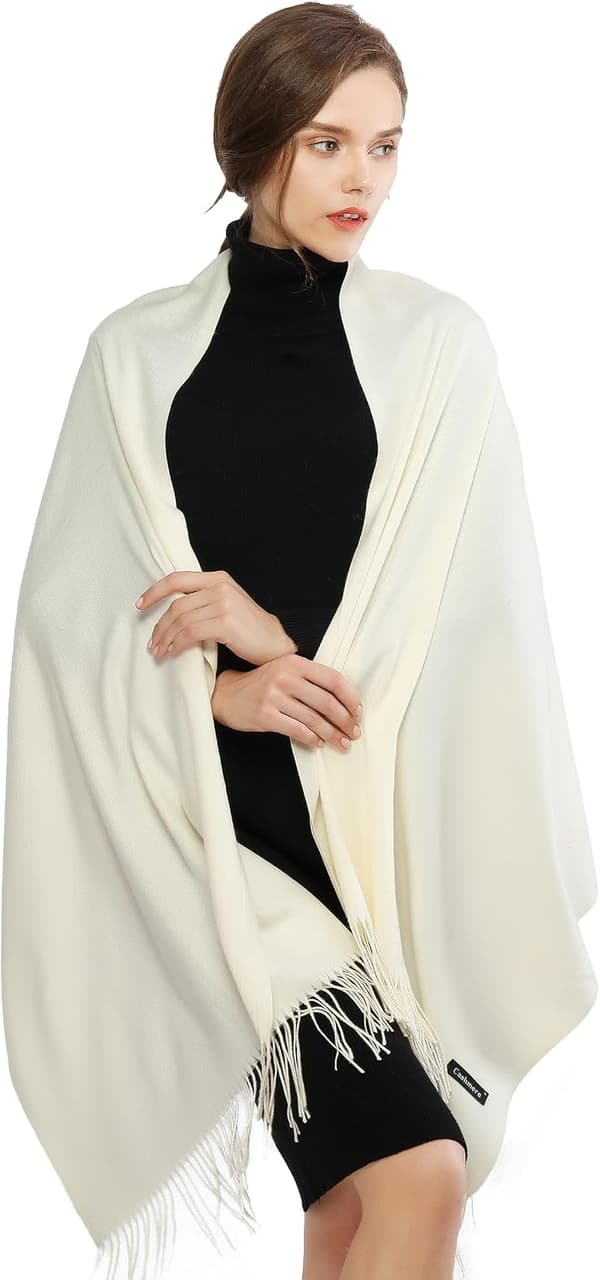 Dame Tørklæder Pashmina Sjaler og Slå-om til Bryllup Tørklæder til Kvinder Vinter Ivory
