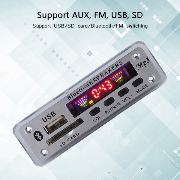 SDM01Bt U-DX Bluetooth 5.0 4 värin näyttö MP3 FM APE FLAC dekoodauskorttimoduuli (hopea)
