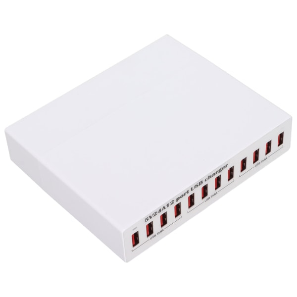 USB-ladestasjon 12-porter intelligent shunt LED-indikatorlys Automatisk gjenkjenning USB-ladehub 100‑240VEU Plugg