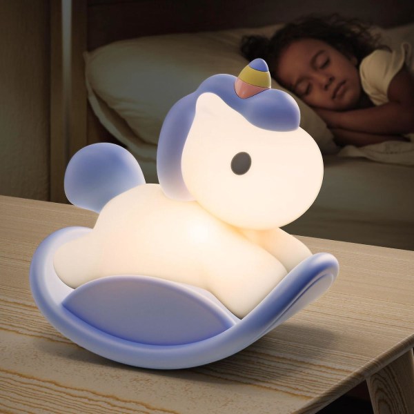 Genopladeligt blåt silikone babynatlys - Justerbar lysstyrke, 30 minutters timer, Kawaii soveværelsesdekoration