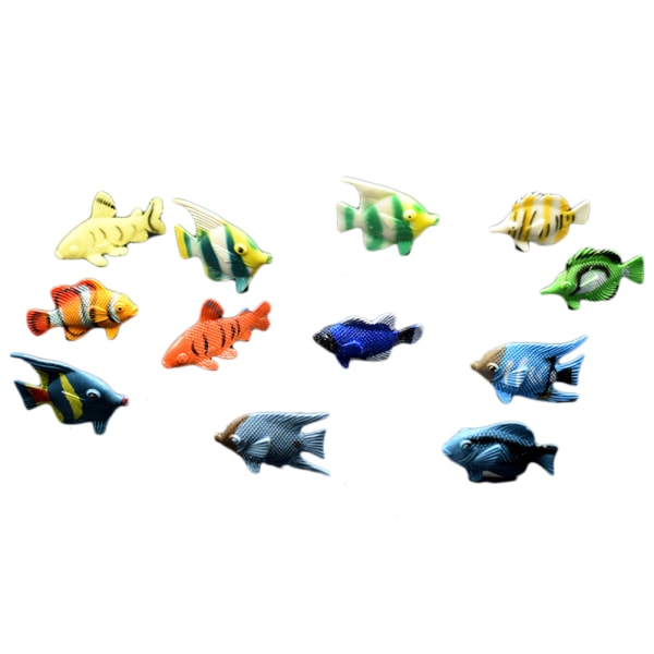 12 st Mini Tropical Ocean Fish Pet Figurer Leksak PVC Pool Fisk Leksak Tidig utbildning Mini Marine Fish Toy