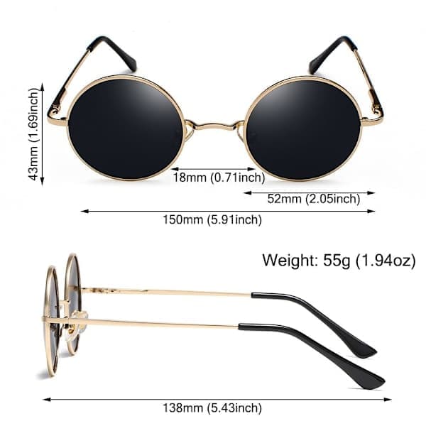 Retro Polariserte Små Runde Solbriller for Menn og Kvinner C6 C6 C6