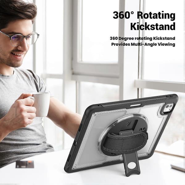 Etui med stativ, PC TPE tabletcover med håndrem til iPad Pro 13 (2024) M4