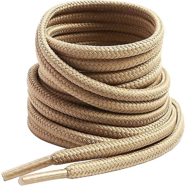 Khaki runde snørebånd, 120 cm - Holdbare arbejds- og vandre-/sikkerhedssnørebånd til mænd og kvinder