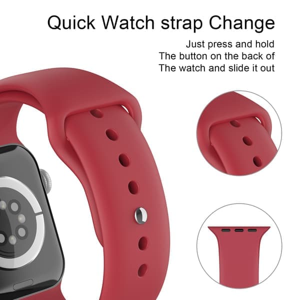 Apple Watch 42/44/45/46/49mm Silikonerem (S/M) Crimson