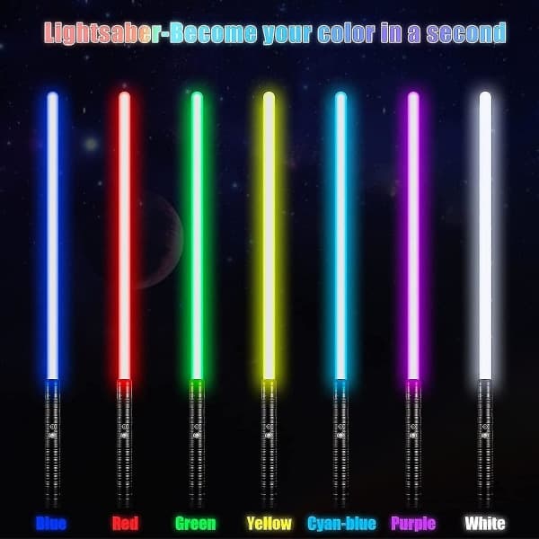 Lysende Lasersværd RGB 7 Farver Skiftende Elektronisk Lyssværd Lyd (1 stk-Sort) -WELLNGS