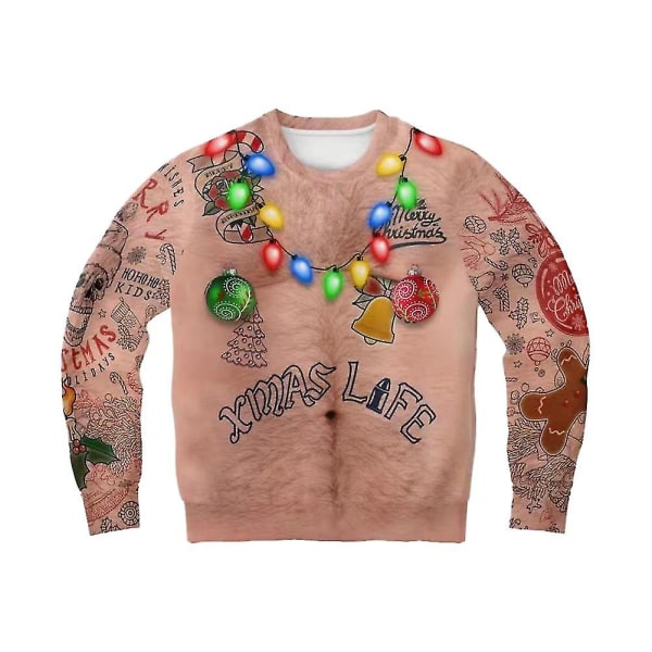 Jul Damer Ugly Christmas Sweater Pullover Tröja Tunika Print Crew Neck Sweatshirt Långärmad Multicolor 3XL