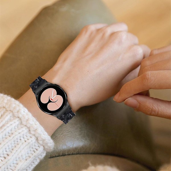 För Samsung Galaxy Watch 5 40mm / 44mm / Watch 5 Pro 45mm Resin Watch Band Rostfritt stål Spänne Armband Armband Black   White