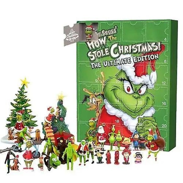 Juladventskalender Figurlåda 24 st Dr. Seuss The Grinch Gröna Monster Mini Little Toy Presents Grinch I