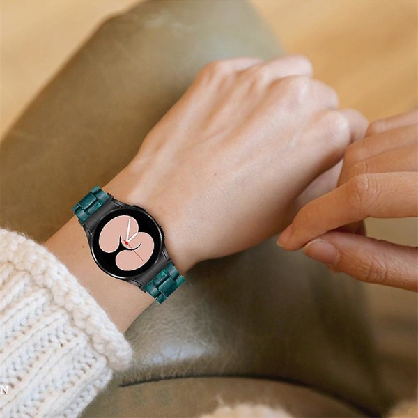 För Samsung Galaxy Watch 5 40mm / 44mm / Watch 5 Pro 45mm Resin Watch Band Rostfritt stål Spänne Armband Armband Blackish Green