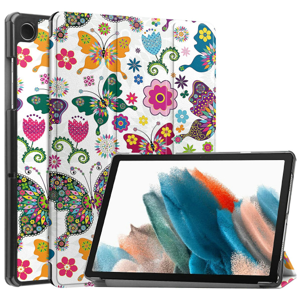 För Samsung Galaxy Tab A9+ Trifold Stand Case Pu Lädermönster Utskrift Smart cover Butterflies