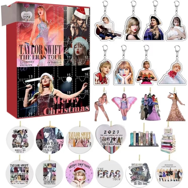 Taylor Christmas Advent Countdown Decoration 24 Presentdekoration och nyckelring Surprise Blind Box