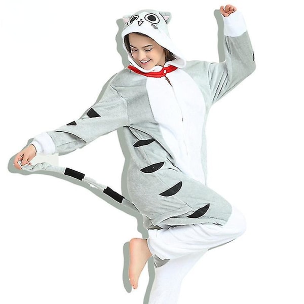 Djur Vuxna Katt Björn Haj Onesies Pyjamas Tvättbjörn Kostymer Drake Jumpsuit Julklappspresent Midnight cat L