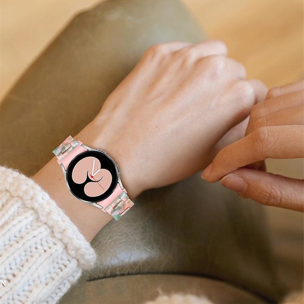 För Samsung Galaxy Watch 5 40mm / 44mm / Watch 5 Pro 45mm Resin Watch Band Rostfritt stål Spänne Armband Armband Pink   Green