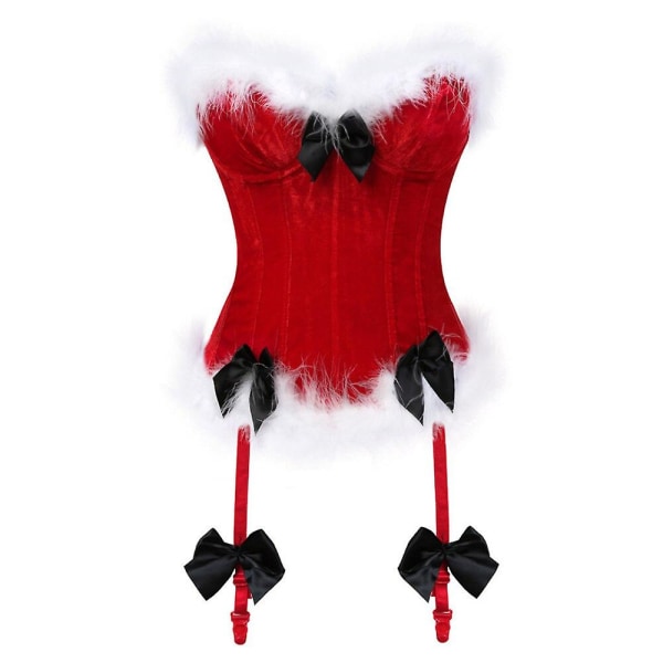 Tomteunderkläder för kvinnor Röd julkorsett Babydoll Set Chemises Xmas Outfit Spets Sovkläder Julunderkläder Bustier M Red
