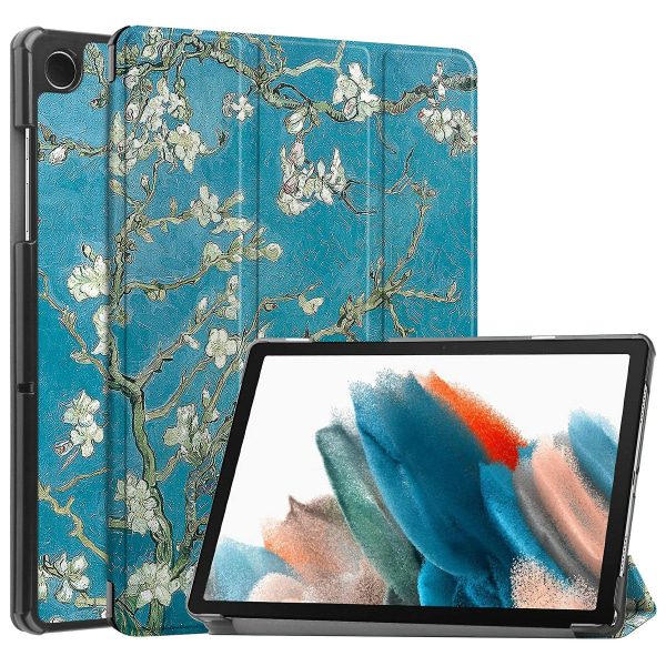 För Samsung Galaxy Tab A9+ Trifold Stand Case Pu Lädermönster Utskrift Smart cover Apricot Blossom