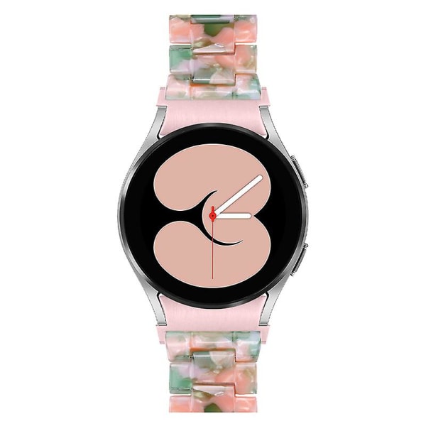 För Samsung Galaxy Watch 5 40mm / 44mm / Watch 5 Pro 45mm Resin Watch Band Rostfritt stål Spänne Armband Armband Pink   Green