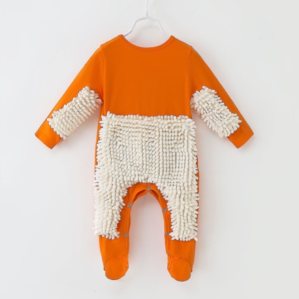 Julbebis Baby Flickor Rengöringsmopp Romper Baby Långärmade Krypkläder Jumpsuit Bomull Spädbarnsmoppkostym Aespa Orange White 73cm