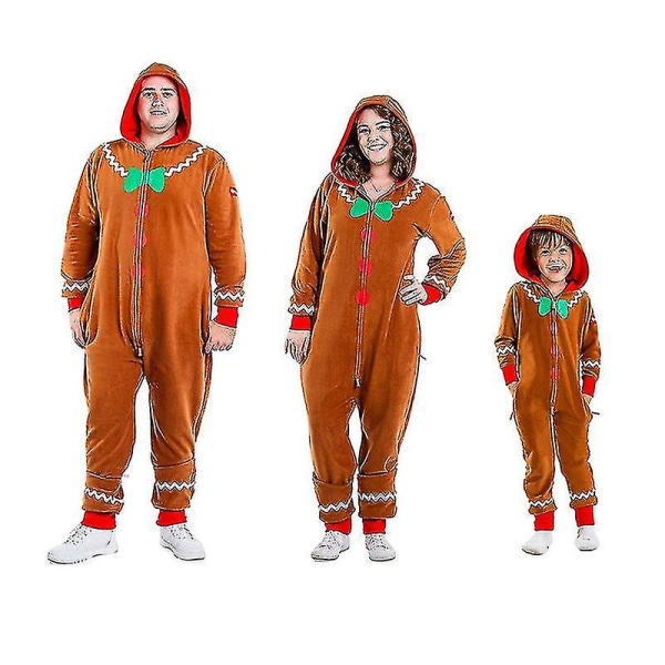 Herrfamilj Gingerbread Cozy Jumpsuit, Comfy Gingerbread Cozy Christmas Onesie-ååå Kid M