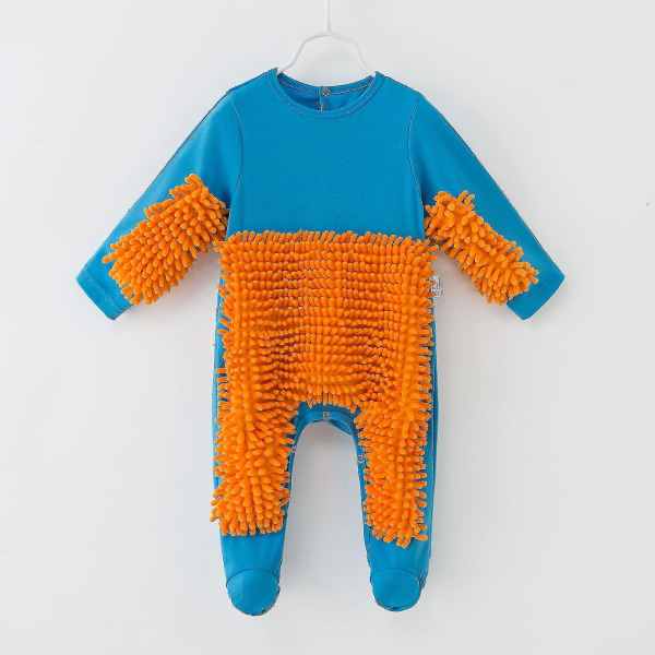 Julbebis Baby Flickor Rengöringsmopp Romper Baby Långärmade Krypkläder Jumpsuit Bomull Spädbarnsmoppkostym Aespa Bule Orange 90cm