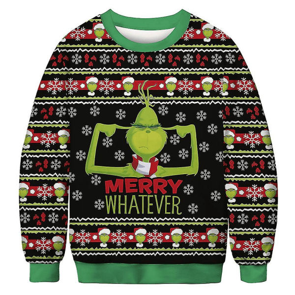 2023 Rolig tröja med 3d- print Herr Dam Ugly Christmas Tröjor Tröjor Toppar Holiday Party Pullover Hoodie Sweatshirt - Grinch Merry Whatever S